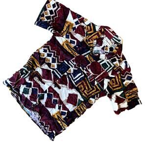 Vintage Tipo's 90's Boys Multicolor Geometric Pattern Button Down Shirt Sz 6